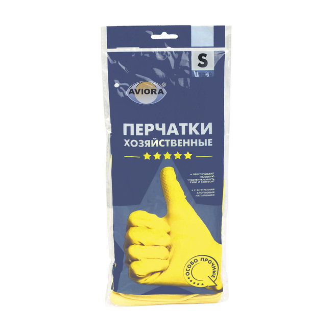 Перчатки хозяйственные 5 звёзд, резиновые, размер S AVIORA, 402-701 ...